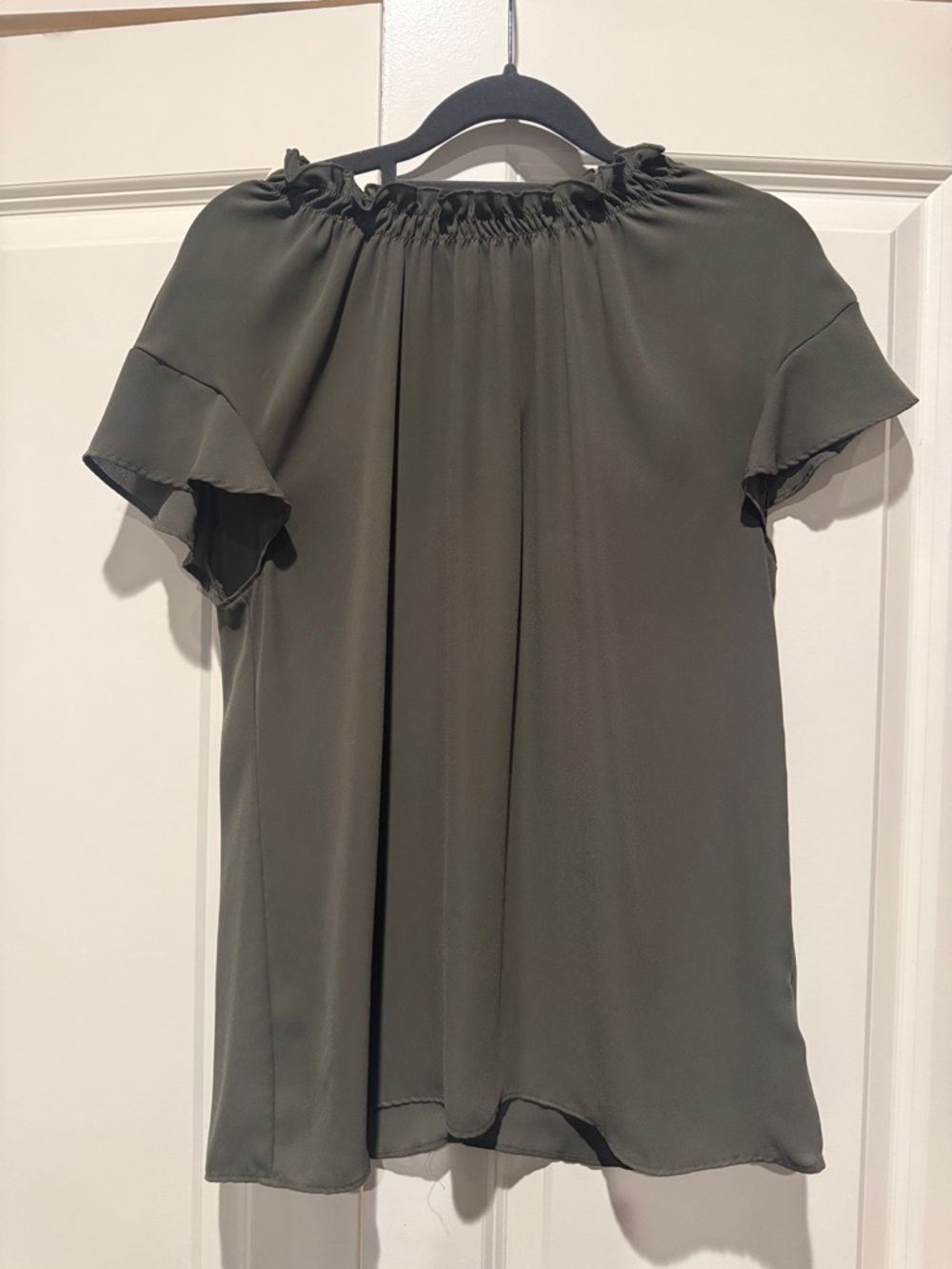 Express Olive Flutter Sleeve Blouse